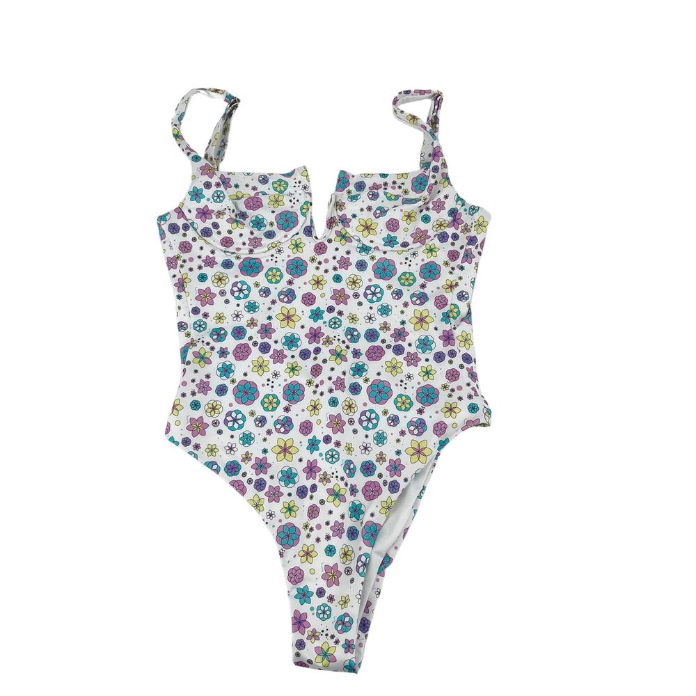 REVOLVE Floral One Piece Swimsuit - White and Purple